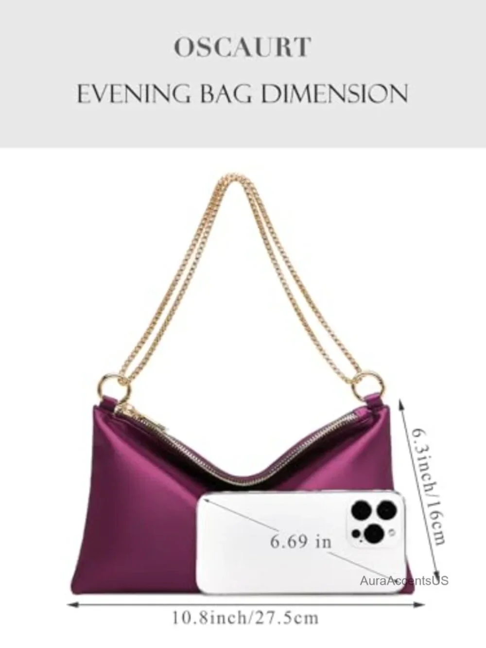 Satin Evening Clutch with Detachable Chain Strap